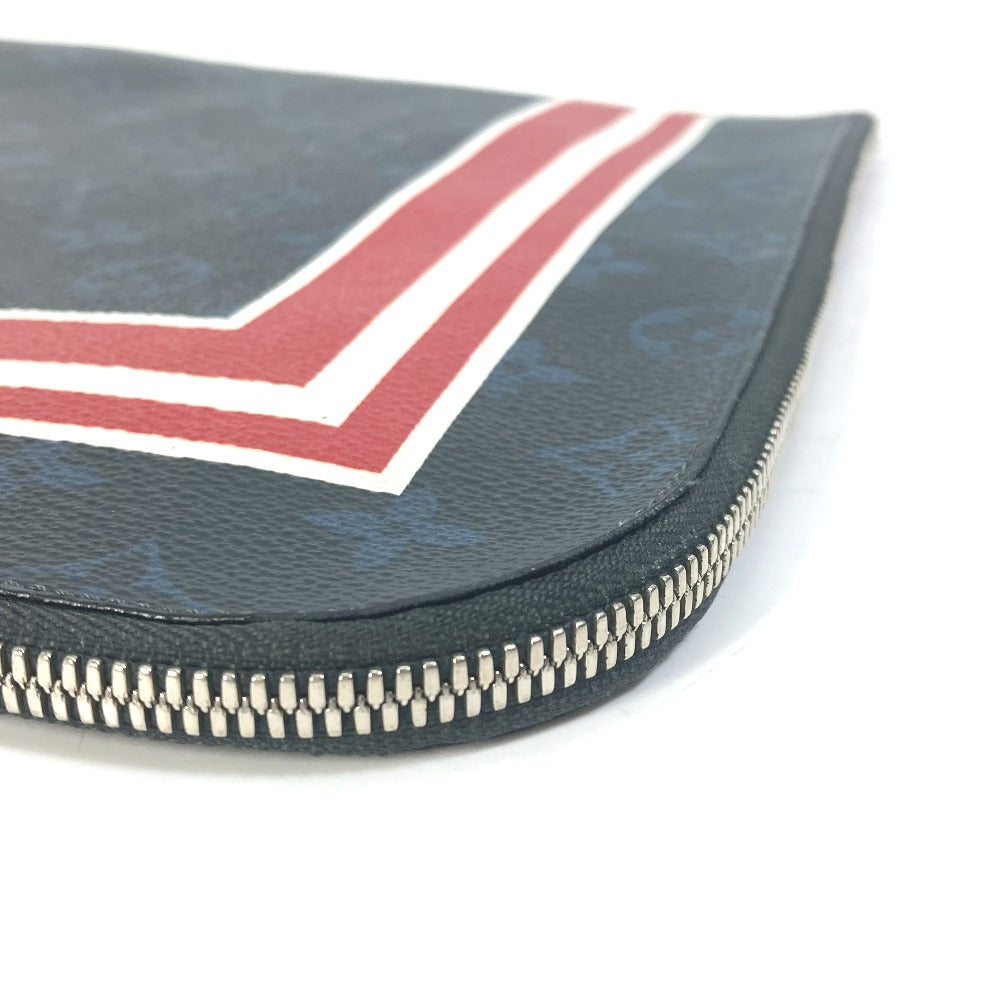 LOUIS VUITTON M61679 Monogram Cobalt Pochette Jour GM Striped Canvas Clutch Bag in Navy