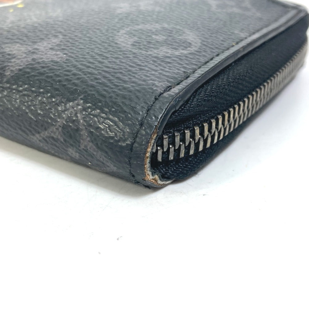 LOUIS VUITTON M80994 Monogram Eclipse Zippy Dragonne Trunk Print Long Wallet in Monogram Eclipse Canvas, Men's, Black