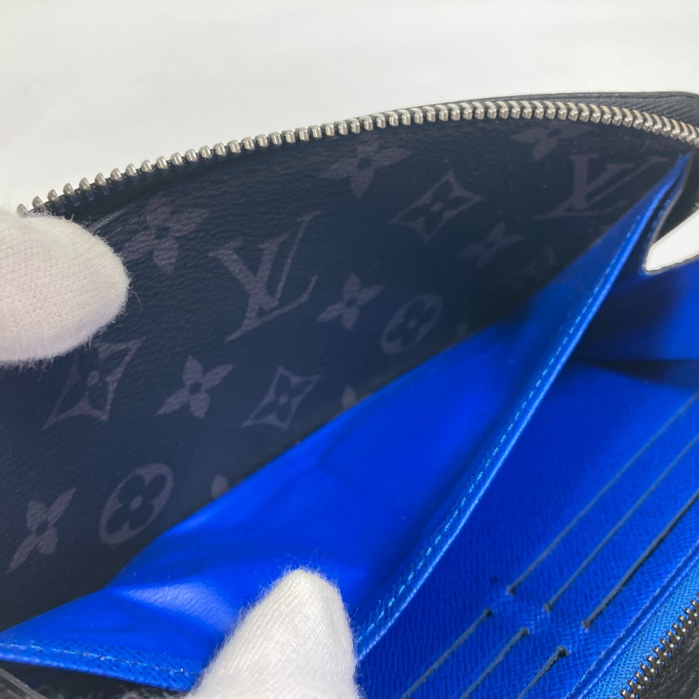 LOUIS VUITTON M80994 Monogram Eclipse Zippy Dragonne Trunk Print Long Wallet in Monogram Eclipse Canvas, Men's, Black