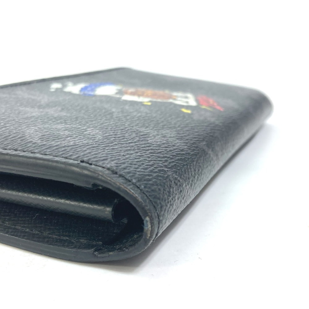 LOUIS VUITTON M80994 Monogram Eclipse Zippy Dragonne Trunk Print Long Wallet in Monogram Eclipse Canvas, Men's, Black