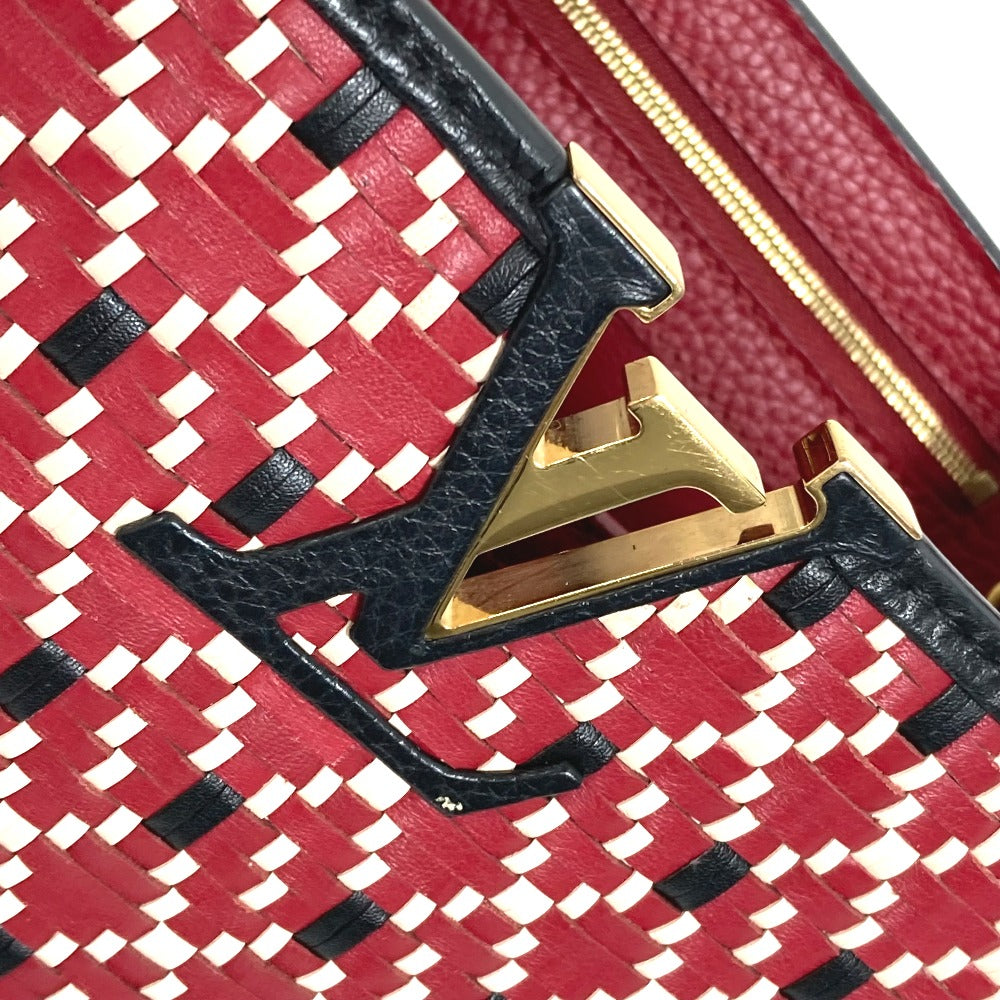 LOUIS VUITTON M42926 プレーティング LVシグネチャー カプシーヌPM 2WAYバッグ カバン ハンドバッグ レザー レディース ルビー レッド
