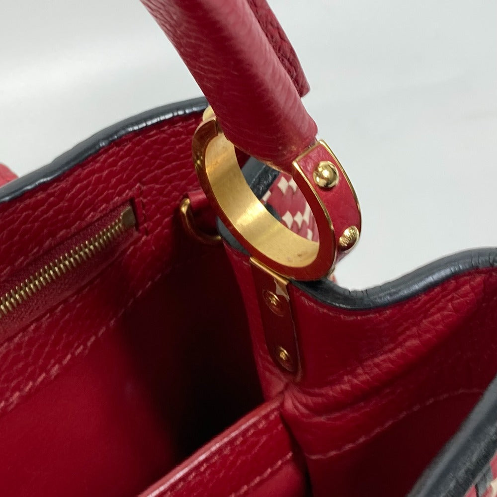 LOUIS VUITTON M42926 プレーティング LVシグネチャー カプシーヌPM 2WAYバッグ カバン ハンドバッグ レザー レディース ルビー レッド