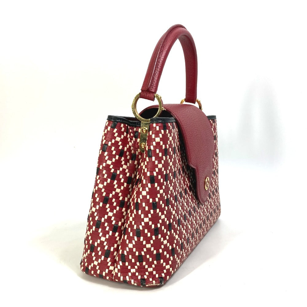 LOUIS VUITTON M42926 プレーティング LVシグネチャー カプシーヌPM 2WAYバッグ カバン ハンドバッグ レザー レディース ルビー レッド