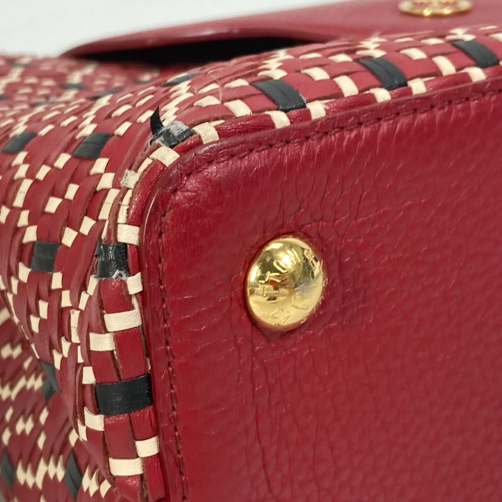 LOUIS VUITTON M42926 プレーティング LVシグネチャー カプシーヌPM 2WAYバッグ カバン ハンドバッグ レザー レディース ルビー レッド