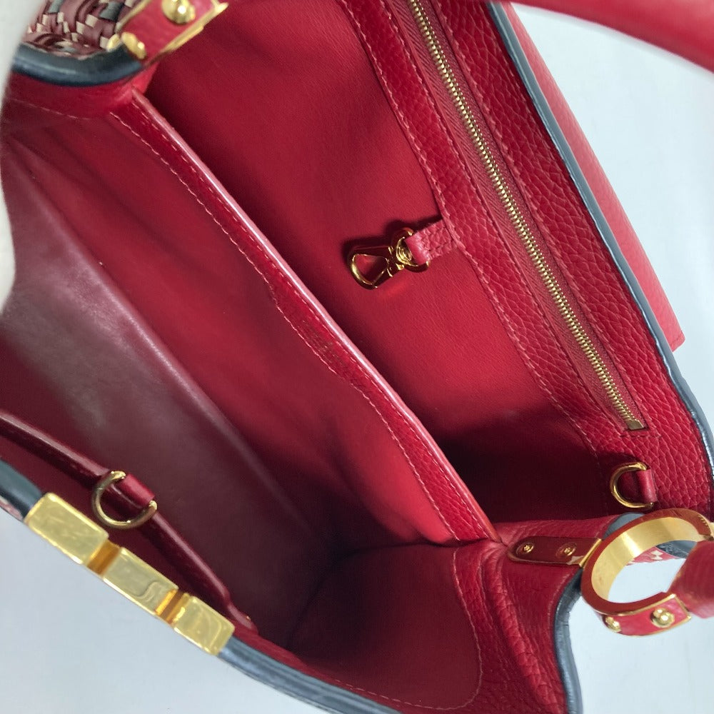 LOUIS VUITTON M42926 プレーティング LVシグネチャー カプシーヌPM 2WAYバッグ カバン ハンドバッグ レザー レディース ルビー レッド