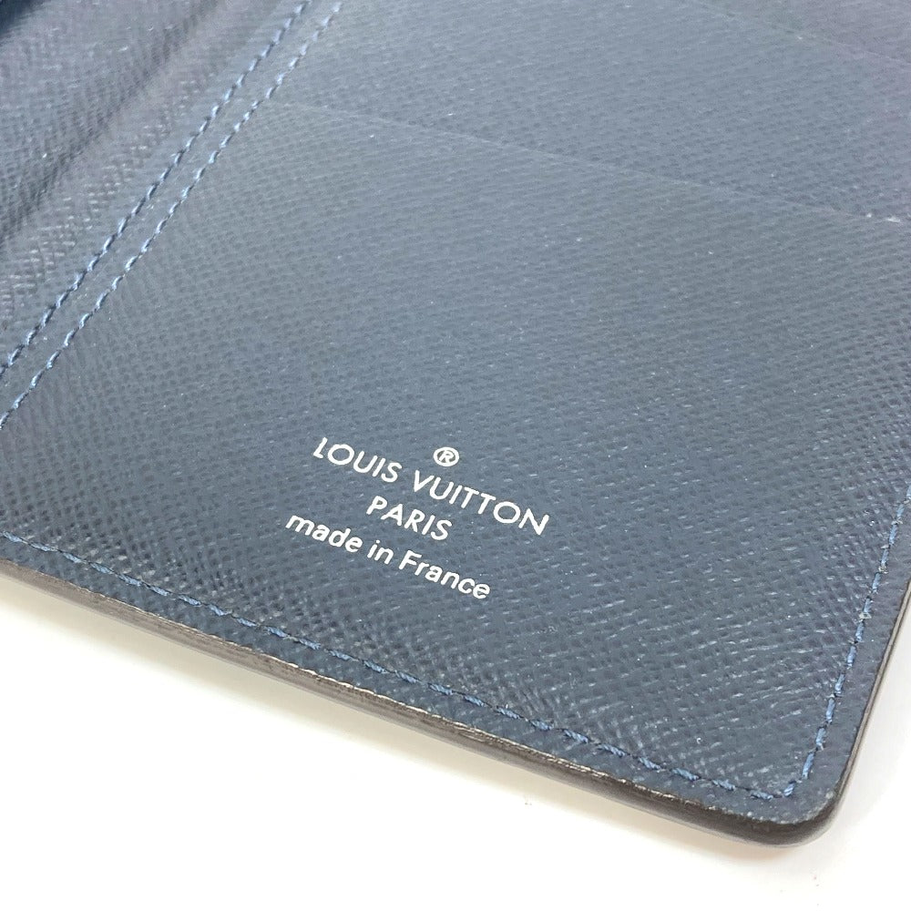 LOUIS VUITTON M30713 Taiga V Portefeuille Brazza NM Bifold Long Wallet in Taiga Leather, Men's Navy