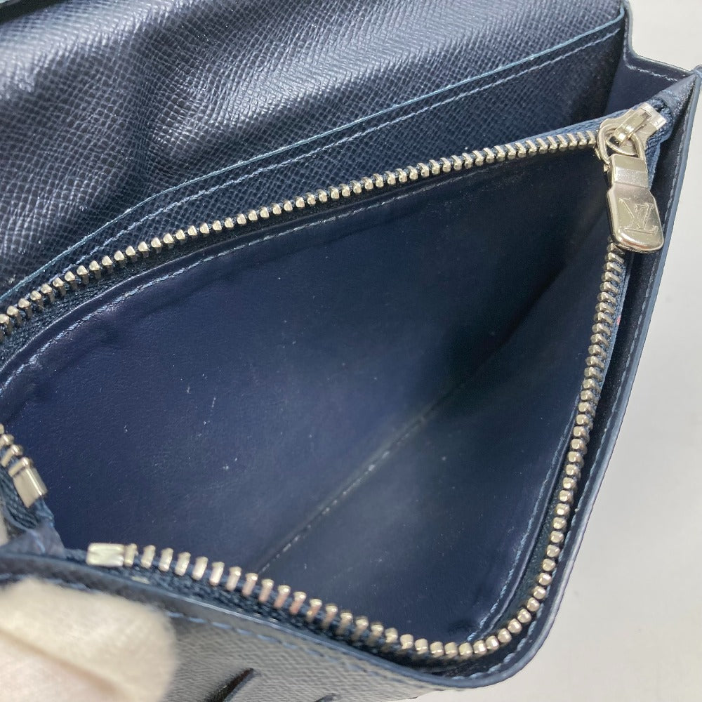 LOUIS VUITTON M30713 Taiga V Portefeuille Brazza NM Bifold Long Wallet in Taiga Leather, Men's Navy