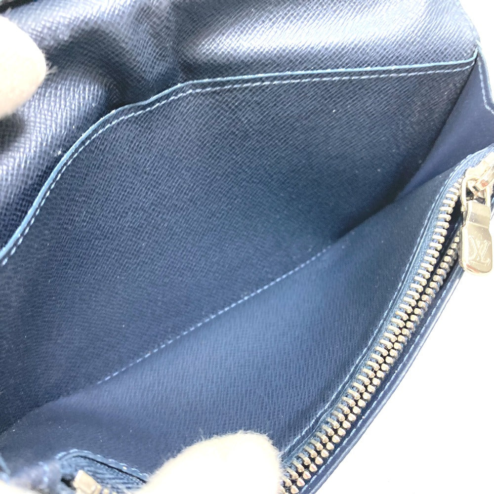 LOUIS VUITTON M30713 Taiga V Portefeuille Brazza NM Bifold Long Wallet in Taiga Leather, Men's Navy