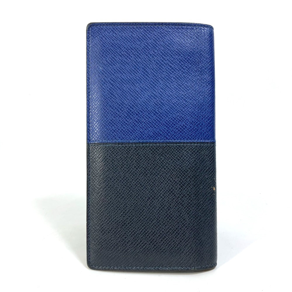 LOUIS VUITTON M30713 Taiga V Portefeuille Brazza NM Bifold Long Wallet in Taiga Leather, Men's Navy