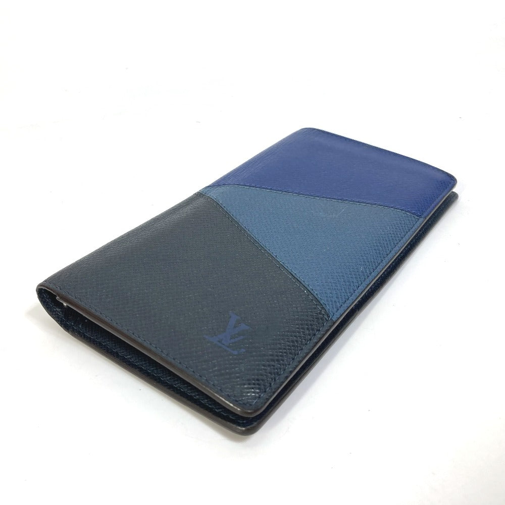 LOUIS VUITTON M30713 Taiga V Portefeuille Brazza NM Bifold Long Wallet in Taiga Leather, Men's Navy