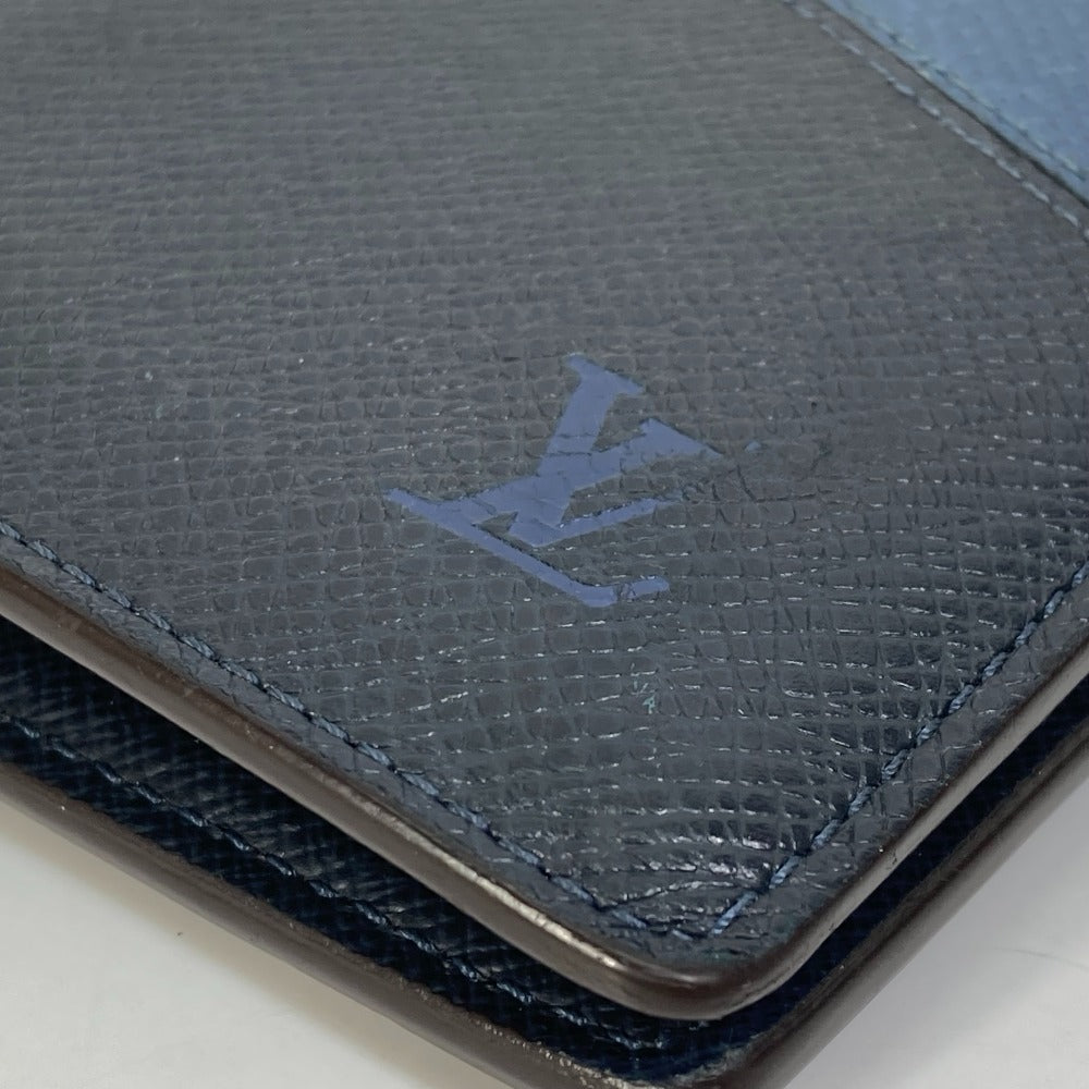 LOUIS VUITTON M30713 Taiga V Portefeuille Brazza NM Bifold Long Wallet in Taiga Leather, Men's Navy