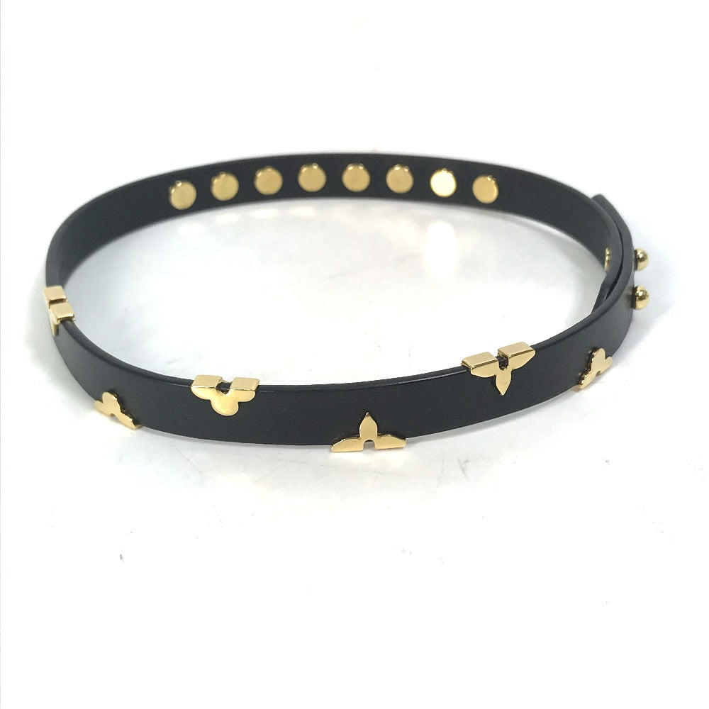 LOUIS VUITTON M6557F 2重ブレスレット ブラスレ・デイリーモノグラム スタッズ アクセサリー ブレスレット レザー レディース ブラック
