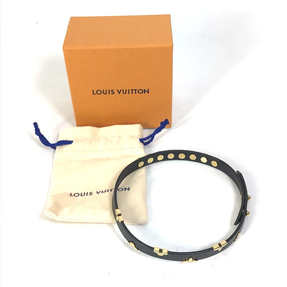 LOUIS VUITTON M6557F 2重ブレスレット ブラスレ・デイリーモノグラム スタッズ アクセサリー ブレスレット レザー レディース ブラック