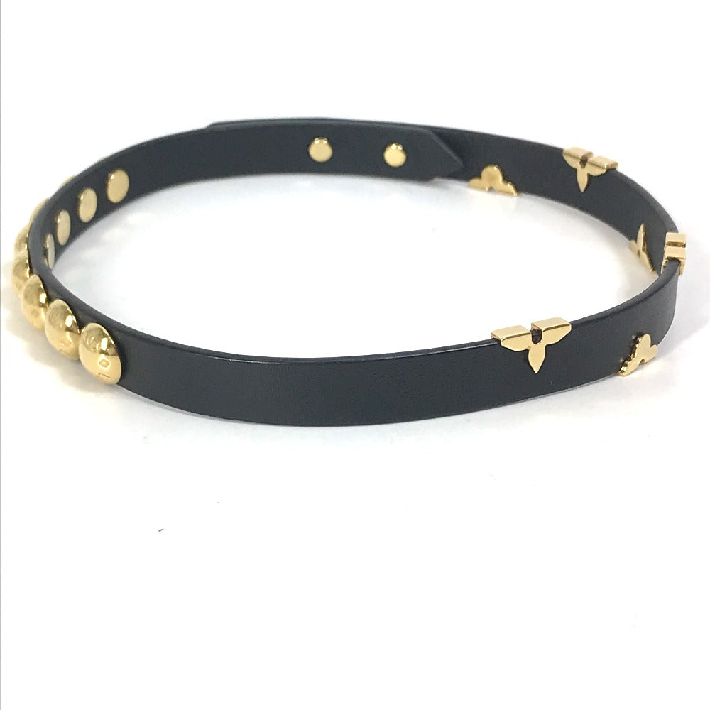 LOUIS VUITTON M6557F 2重ブレスレット ブラスレ・デイリーモノグラム スタッズ アクセサリー ブレスレット レザー レディース ブラック