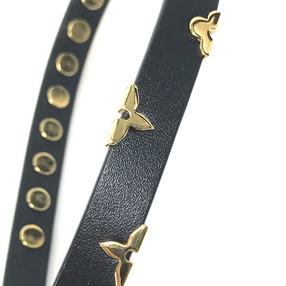 LOUIS VUITTON M6557F 2重ブレスレット ブラスレ・デイリーモノグラム スタッズ アクセサリー ブレスレット レザー レディース ブラック