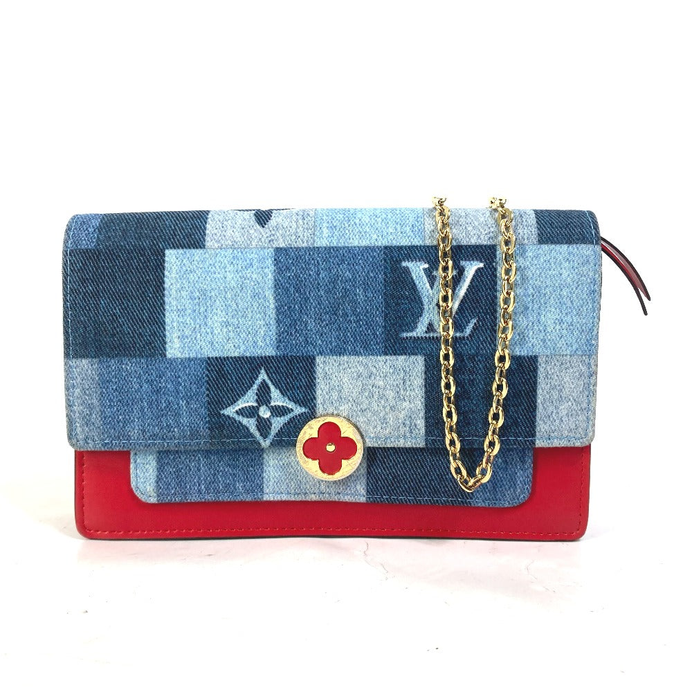 LOUIS VUITTON M69036 Monogram Denim Portefeuille Flore Chain Wallet Long Wallet Shoulder Bag Monogram Denim Women's Blue