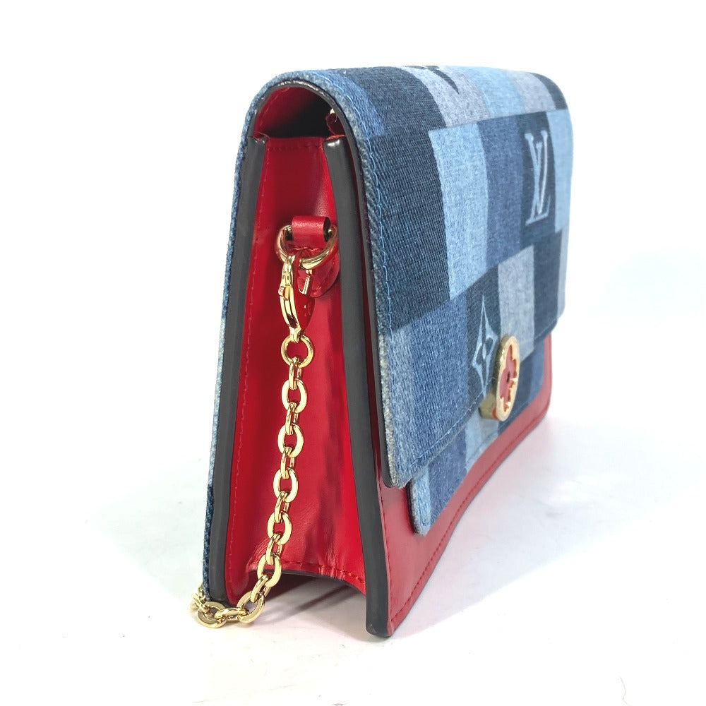LOUIS VUITTON M69036 Monogram Denim Portefeuille Flore Chain Wallet Long Wallet Shoulder Bag Monogram Denim Women's Blue