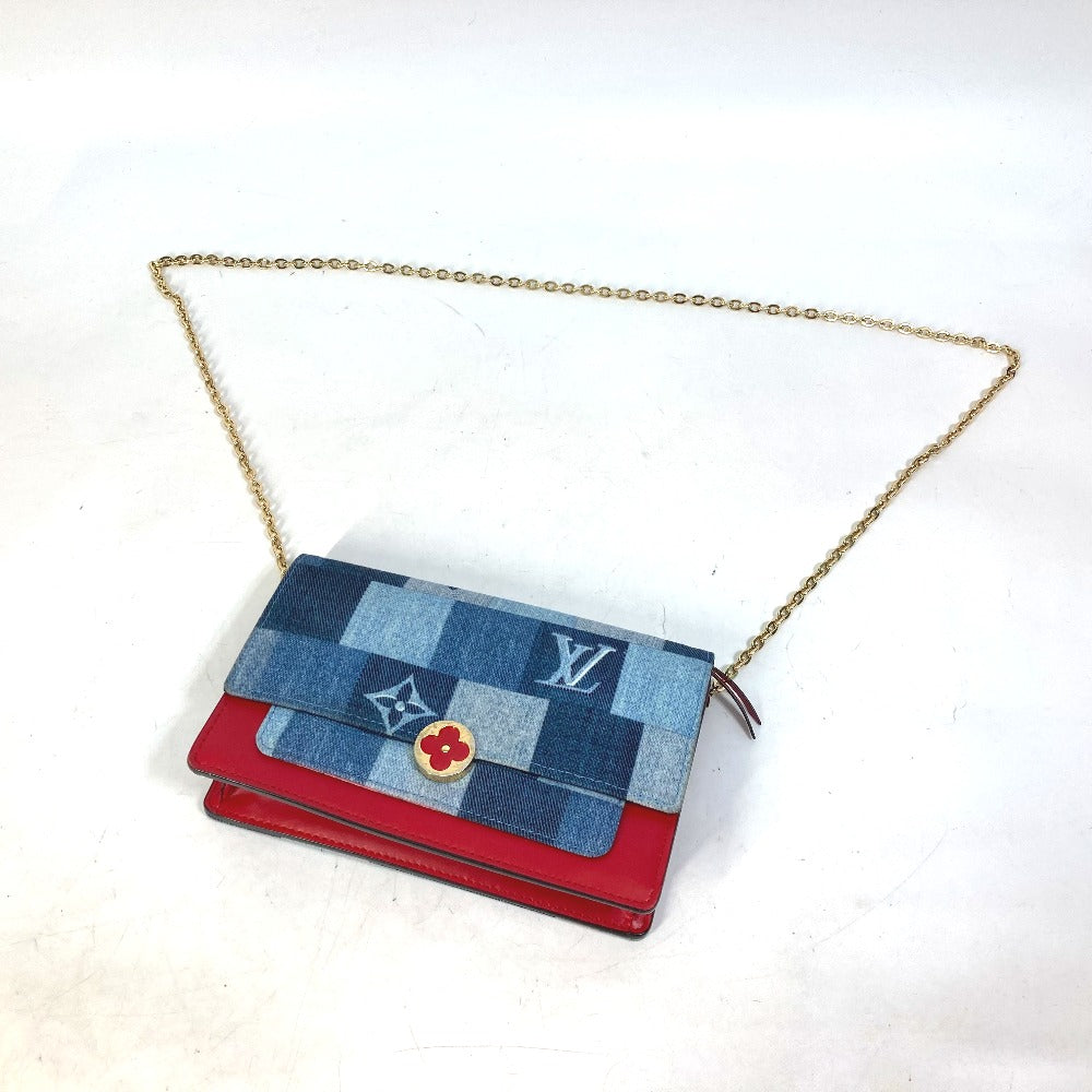 LOUIS VUITTON M69036 Monogram Denim Portefeuille Flore Chain Wallet Long Wallet Shoulder Bag Monogram Denim Women's Blue