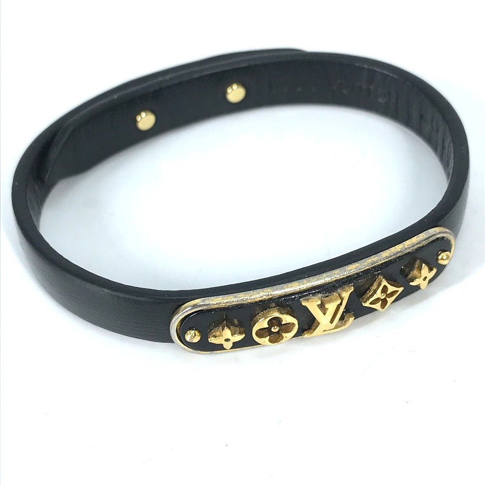 LOUIS VUITTON M8025F Monogram Flower Cruiser Bracelet, Leather Bangle Bracelet, Black, Women's