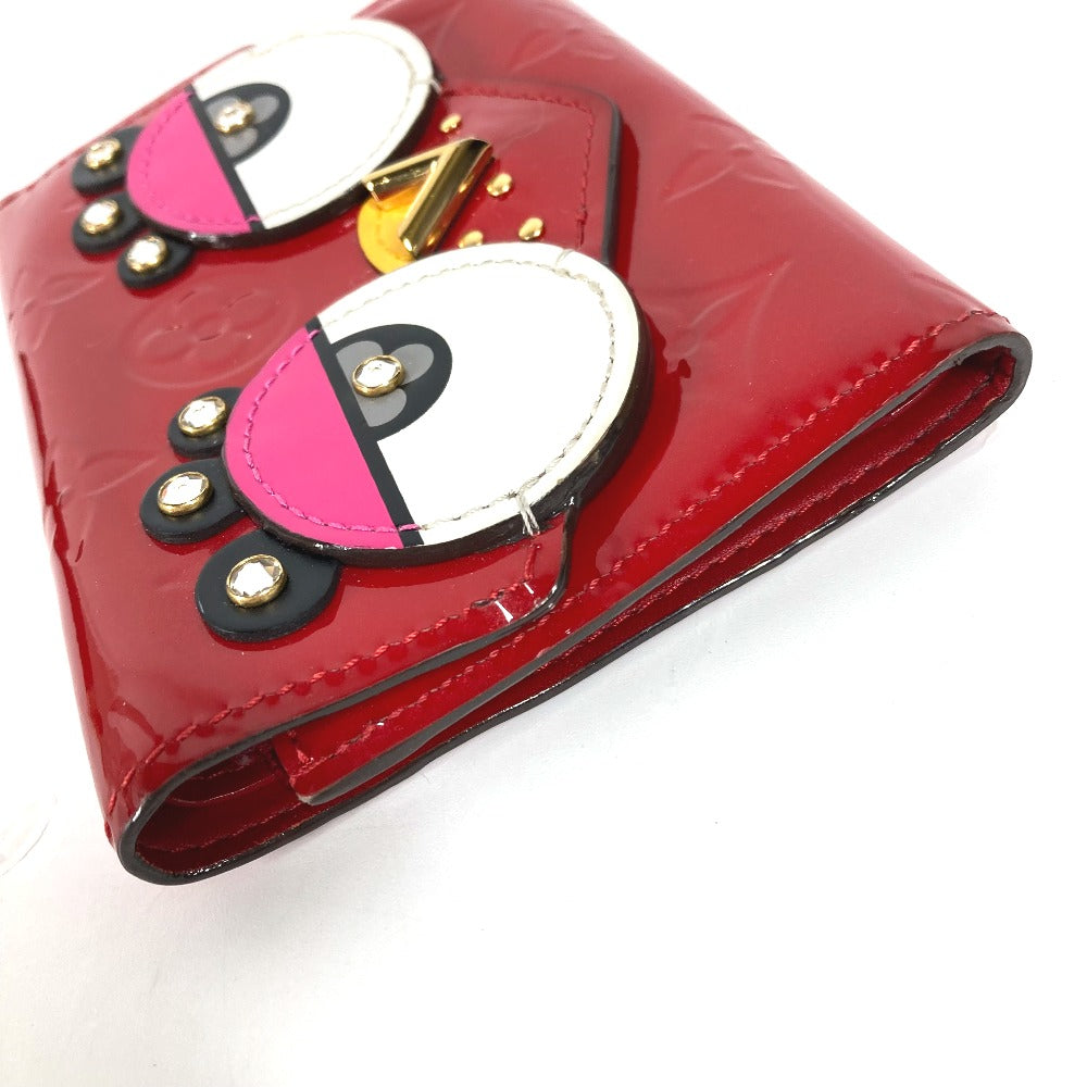 LOUIS VUITTON M62317 モノグラム ヴェルニ ポルトフォイユ・ヴィクトリーヌ コンパクトウォレット ラインストーン 3つ折り財布 モノグラムヴェルニ レディース レッド