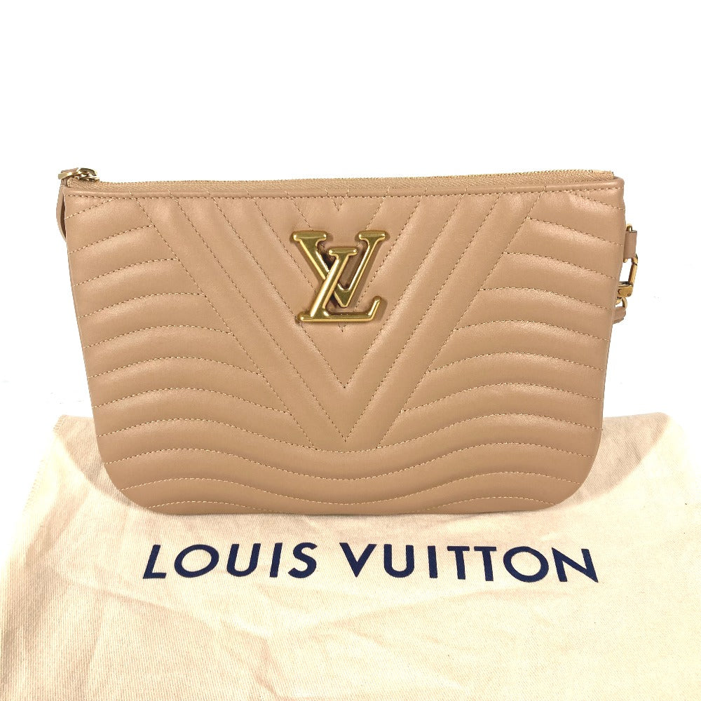 LOUIS VUITTON M68478 ニューウエーブ ポシェットジップ カバン ポーチ ストラップ付 クラッチバッグ レザー レディース ベージュ - brandshop-reference