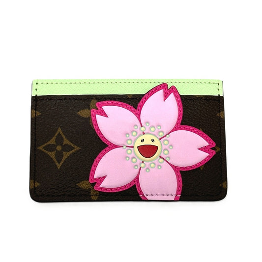 LOUIS VUITTON M13429 Murakami Takashi LV × TM Card Case Porte Cult-Simple Cherry Blossom Card Case MonogramCanvas Brown Used
