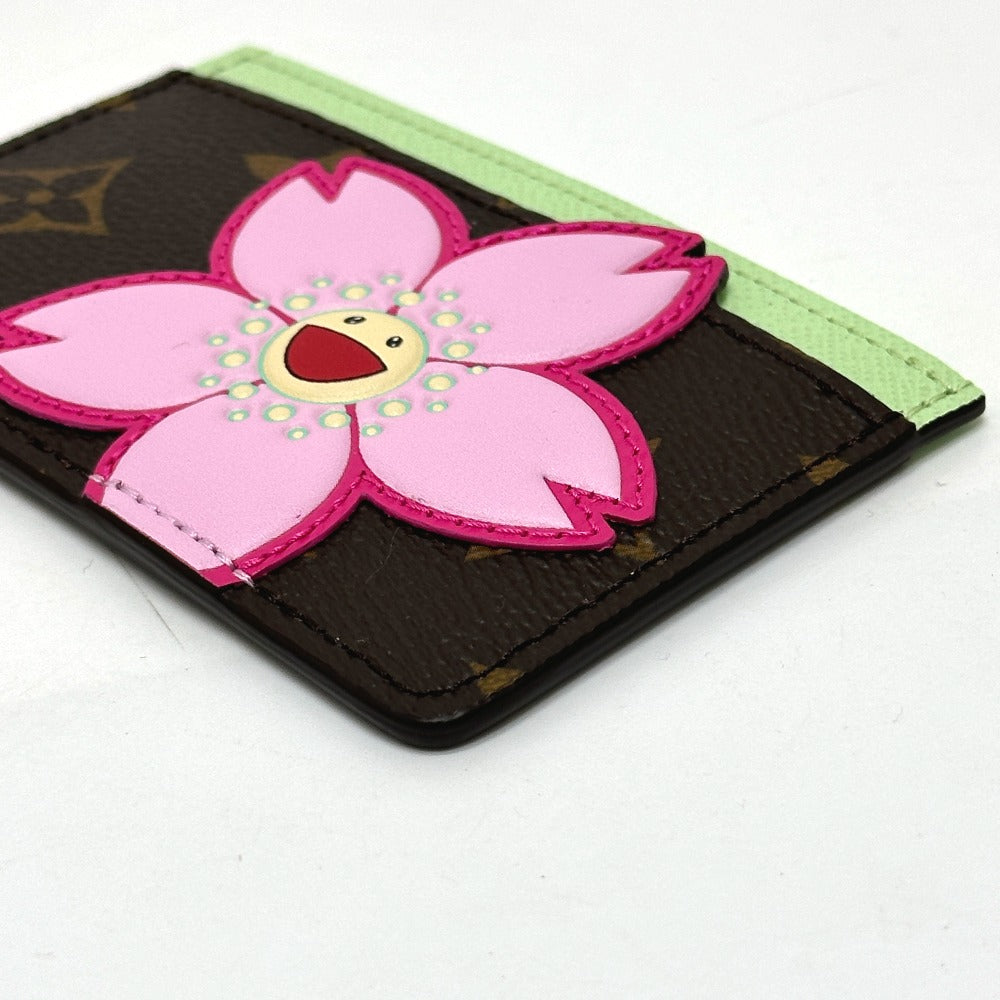 LOUIS VUITTON M13429 Murakami Takashi LV × TM Card Case Porte Cult-Simple Cherry Blossom Card Case MonogramCanvas Brown Used