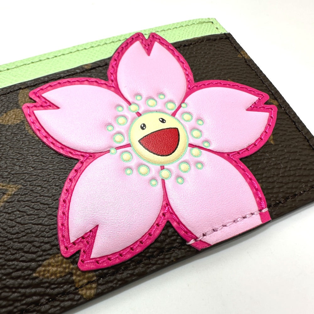 LOUIS VUITTON M13429 Murakami Takashi LV × TM Card Case Porte Cult-Simple Cherry Blossom Card Case MonogramCanvas Brown Used