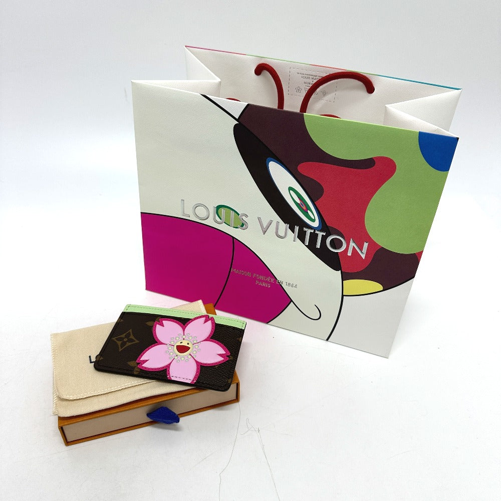 LOUIS VUITTON M13429 Murakami Takashi LV × TM Card Case Porte Cult-Simple Cherry Blossom Card Case MonogramCanvas Brown Used