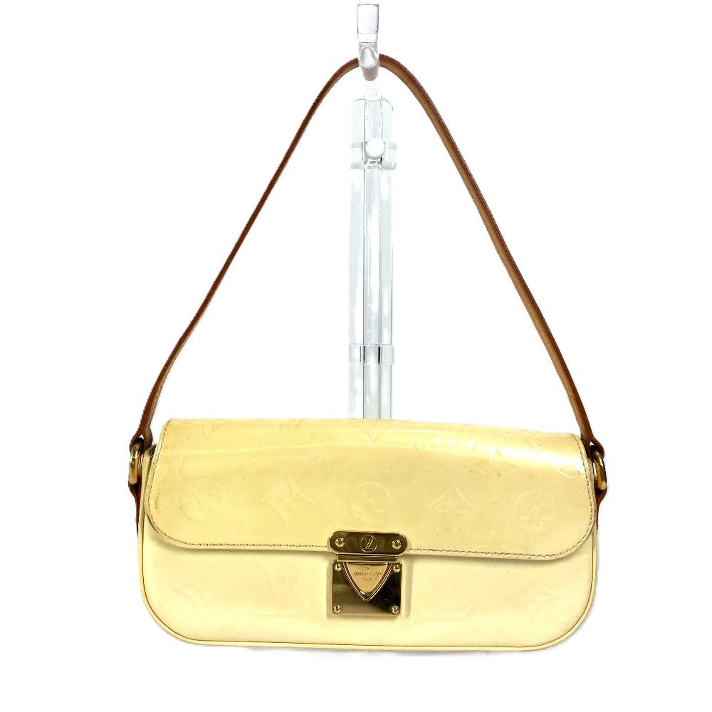 LOUIS VUITTON M91507 Monogram Vernis Malibu Street Flap Shoulder Bag, Women's, Perle White