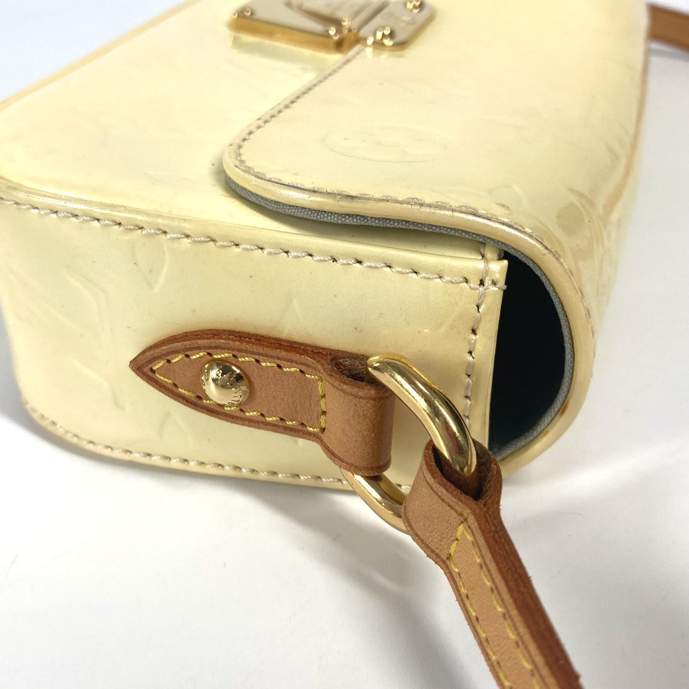 LOUIS VUITTON M91507 Monogram Vernis Malibu Street Flap Shoulder Bag, Women's, Perle White