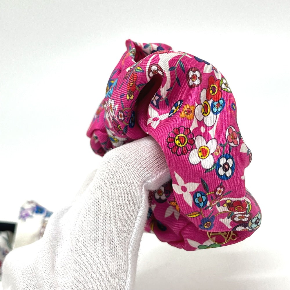 LOUIS VUITTON M96074 LV x TM Takashi Murakami Scrunchie Set, Scrunchie and Super Flat, 2-Piece Set, Hair Accessory, Hair Tie, Scrunchie, Silk, Women's, White