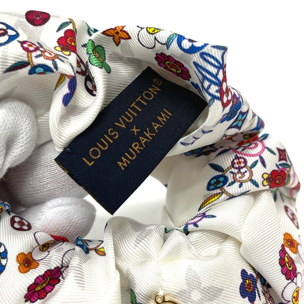 LOUIS VUITTON M96074 LV x TM Takashi Murakami Scrunchie Set, Scrunchie and Super Flat, 2-Piece Set, Hair Accessory, Hair Tie, Scrunchie, Silk, Women's, White