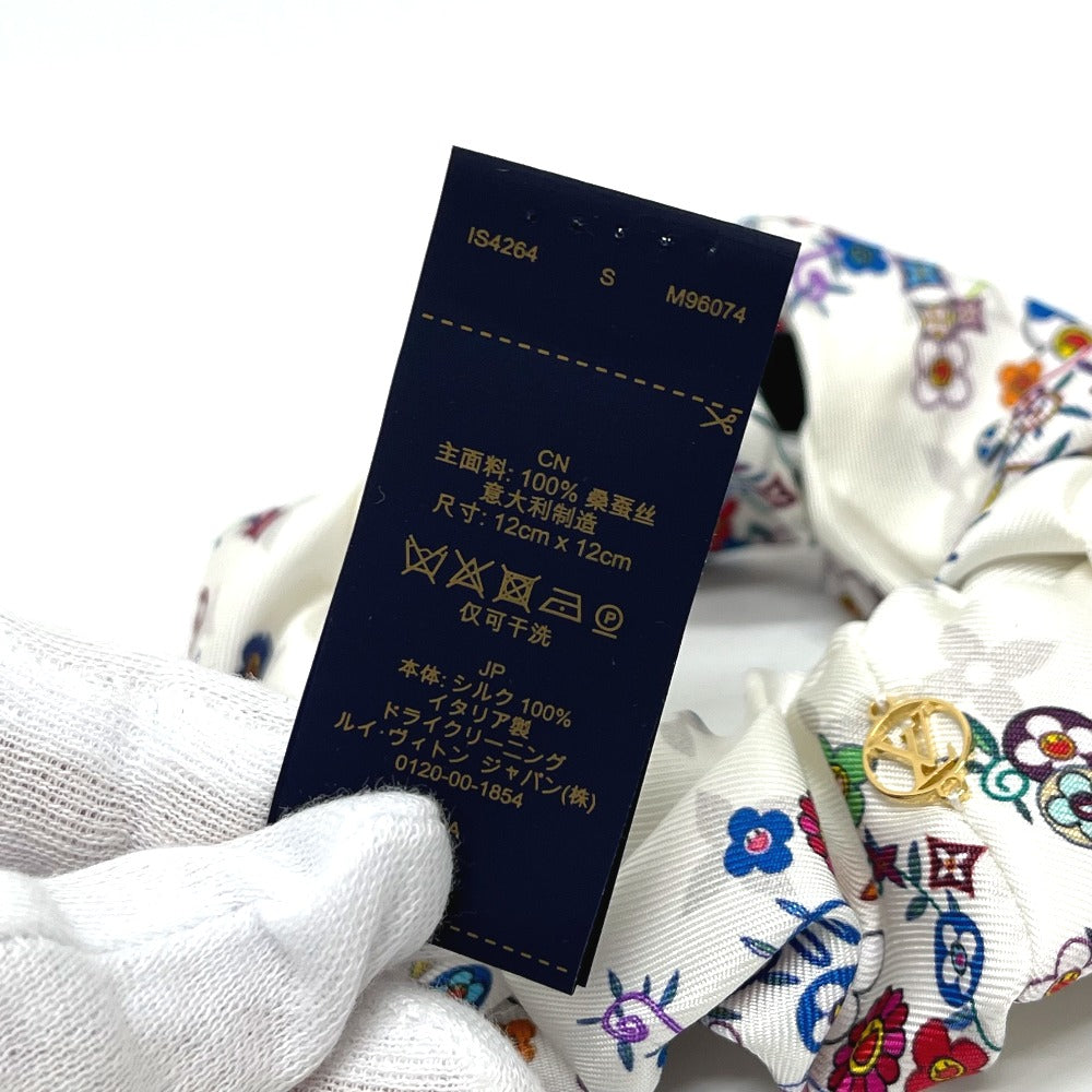 LOUIS VUITTON M96074 LV x TM Takashi Murakami Scrunchie Set, Scrunchie and Super Flat, 2-Piece Set, Hair Accessory, Hair Tie, Scrunchie, Silk, Women's, White