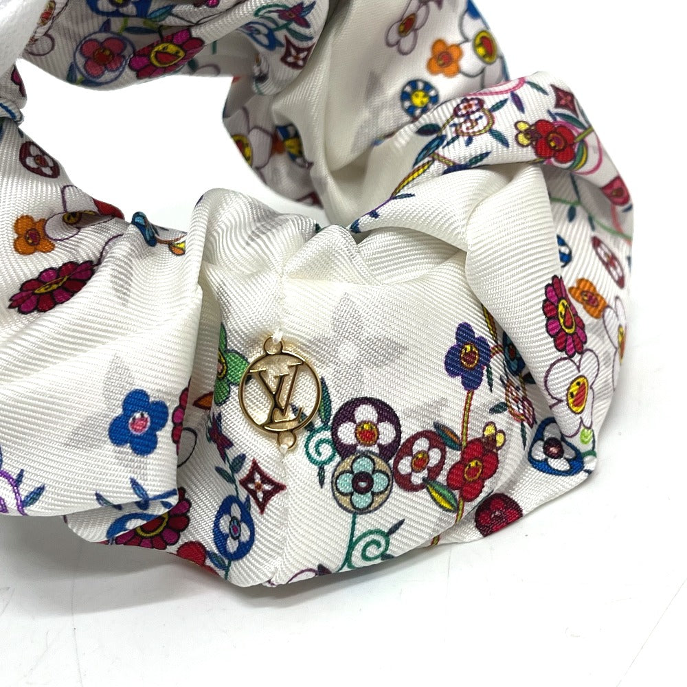 LOUIS VUITTON M96074 LV x TM Takashi Murakami Scrunchie Set, Scrunchie and Super Flat, 2-Piece Set, Hair Accessory, Hair Tie, Scrunchie, Silk, Women's, White