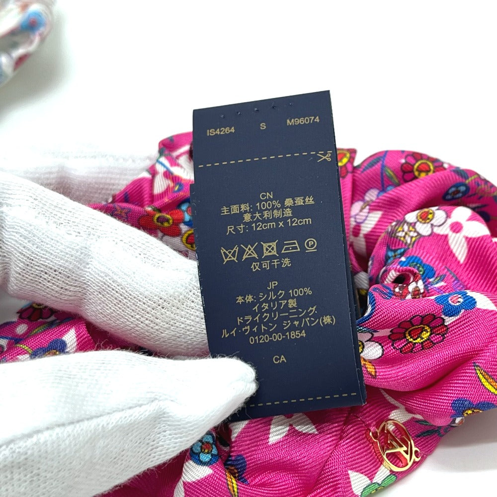 LOUIS VUITTON M96074 LV x TM Takashi Murakami Scrunchie Set, Scrunchie and Super Flat, 2-Piece Set, Hair Accessory, Hair Tie, Scrunchie, Silk, Women's, White