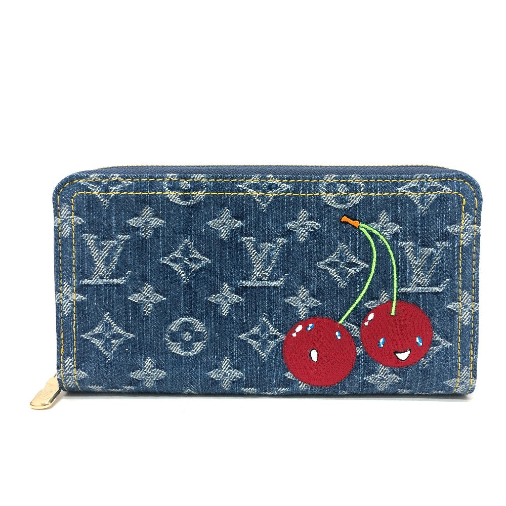 LOUIS VUITTON M23161 村上隆コラボ モノグラムデニム LV × TM ジッピー・ウォレット 財布 ウォレット サクランボ チェリー 長財布 ユニセックス ブルー