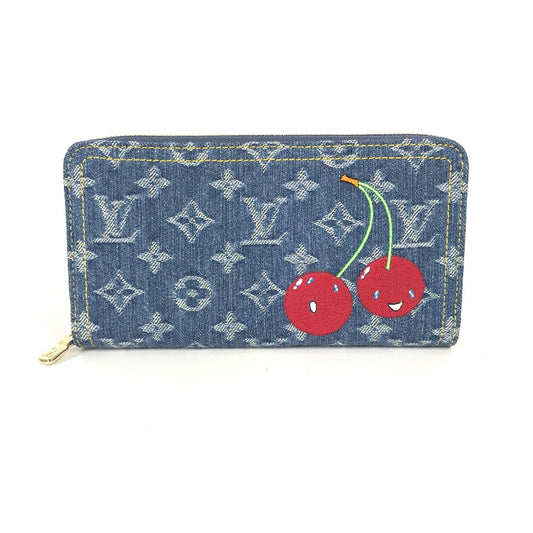 LOUIS VUITTON M23161 村上隆コラボ モノグラムデニム LV × TM ジッピー・ウォレット ロングウォレット ラウンドファスナー 長財布 デニム ユニセックス ブルー
