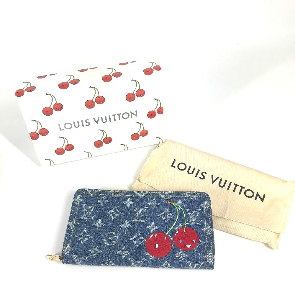 LOUIS VUITTON M23161 村上隆コラボ モノグラムデニム LV × TM ジッピー・ウォレット ロングウォレット ラウンドファスナー 長財布 デニム ユニセックス ブルー