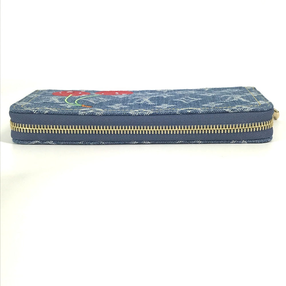 LOUIS VUITTON M23161 村上隆コラボ モノグラムデニム LV × TM ジッピー・ウォレット ロングウォレット ラウンドファスナー 長財布 デニム ユニセックス ブルー