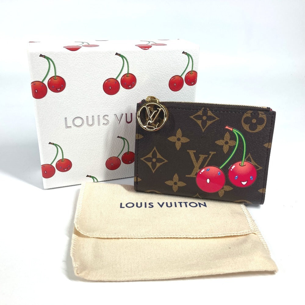 LOUIS VUITTON M13420 村上隆コラボ モノグラム LV × TM ポルトフォイユ・リサ チェリー サクランボ コンパクトウォレット 2つ折り財布 モノグラムキャンバス レディース ブラウン