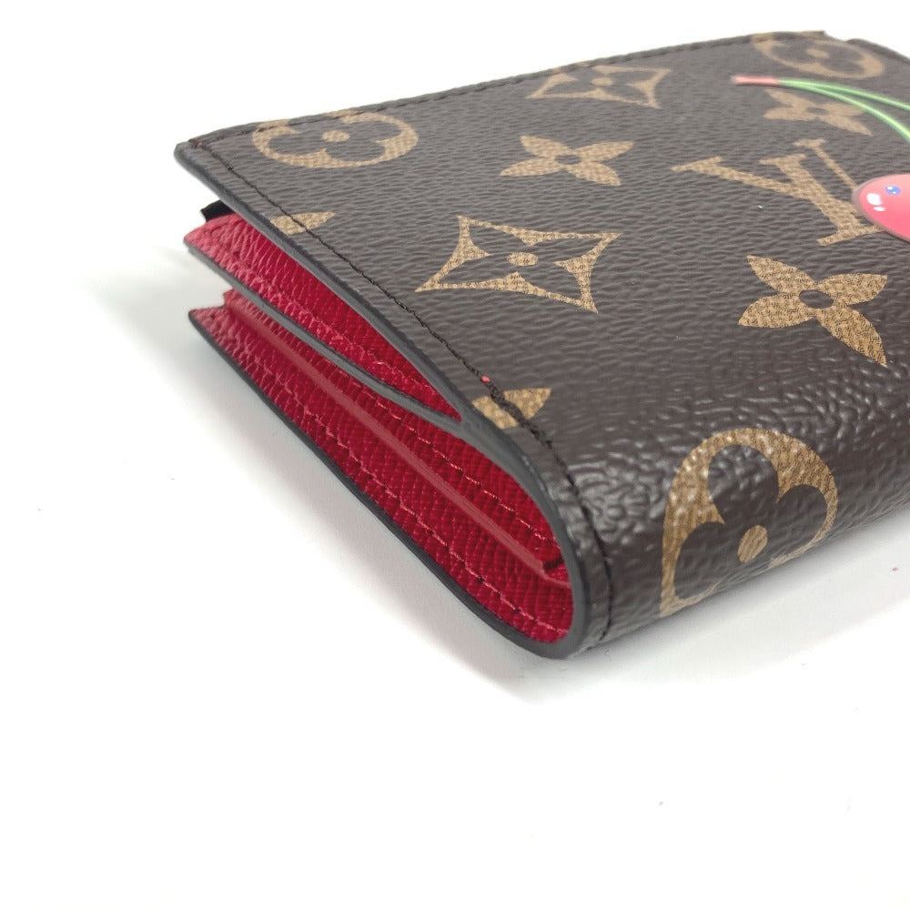 LOUIS VUITTON M13420 村上隆コラボ モノグラム LV × TM ポルトフォイユ・リサ チェリー サクランボ コンパクトウォレット 2つ折り財布 モノグラムキャンバス レディース ブラウン