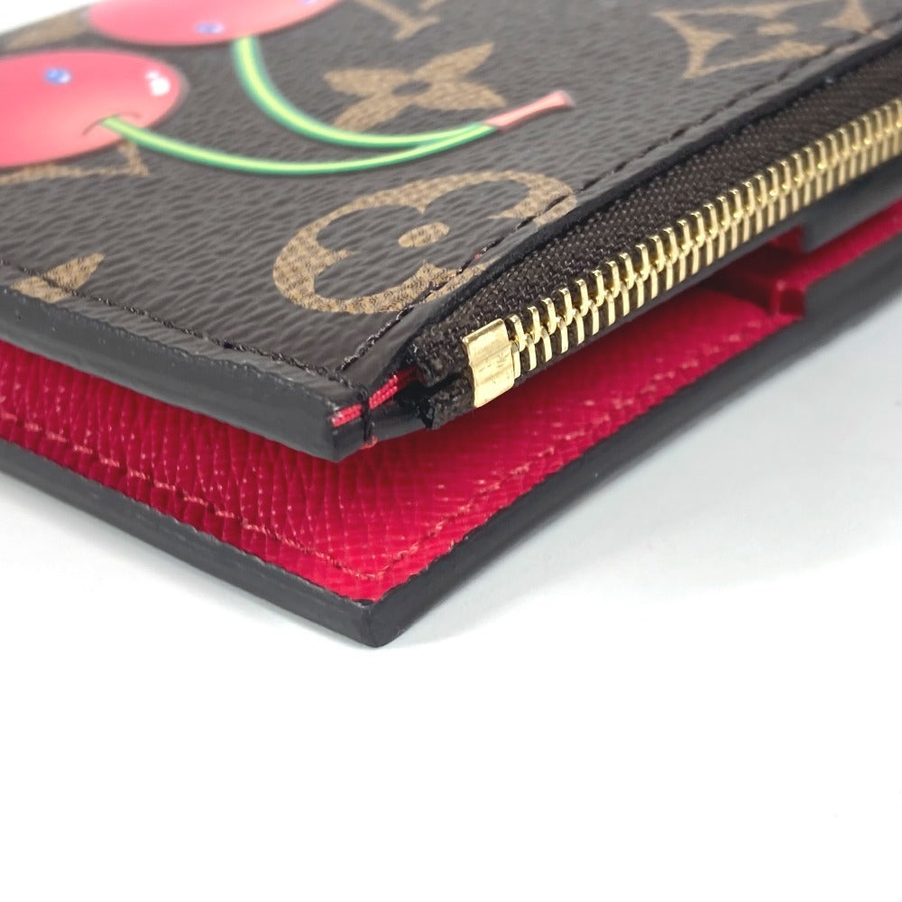 LOUIS VUITTON M13420 村上隆コラボ モノグラム LV × TM ポルトフォイユ・リサ チェリー サクランボ コンパクトウォレット 2つ折り財布 モノグラムキャンバス レディース ブラウン