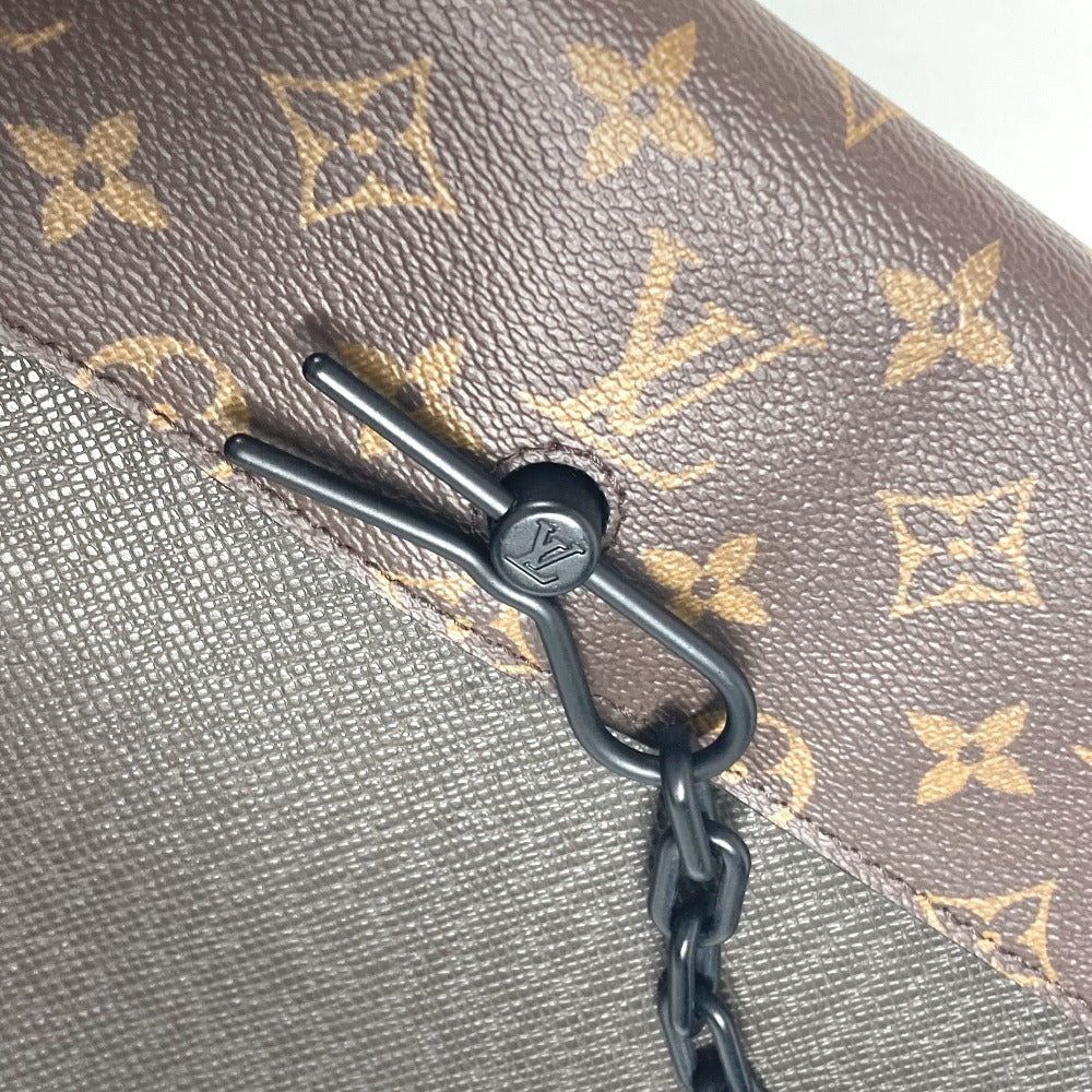 LOUIS VUITTON M30583 タイガ モノグラム ポシェット スティーマー カバン ポーチ チェーン フラップ クラッチバッグ タイガレザー ユニセックス カーキ