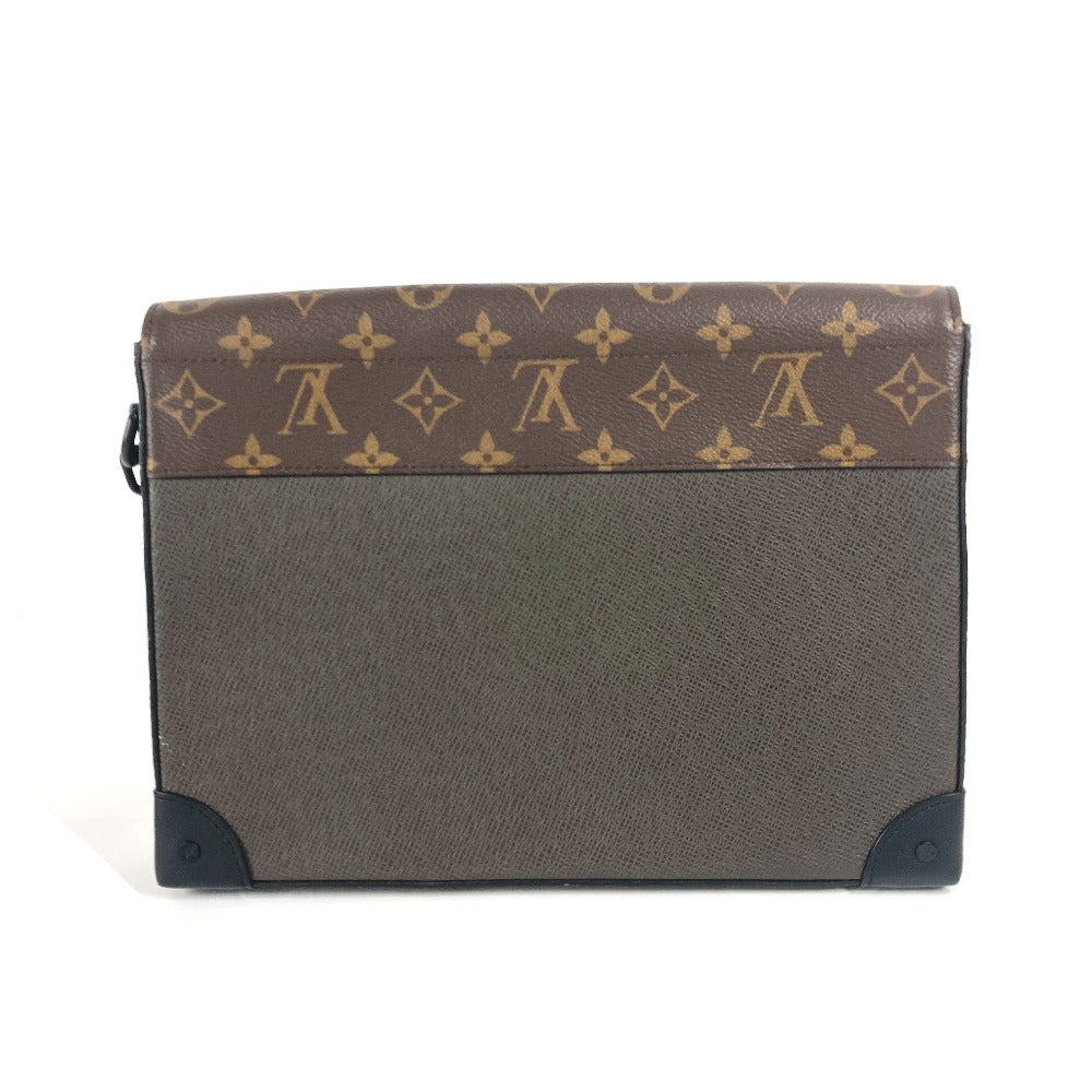 LOUIS VUITTON M30583 タイガ モノグラム ポシェット スティーマー カバン ポーチ チェーン フラップ クラッチバッグ タイガレザー ユニセックス カーキ