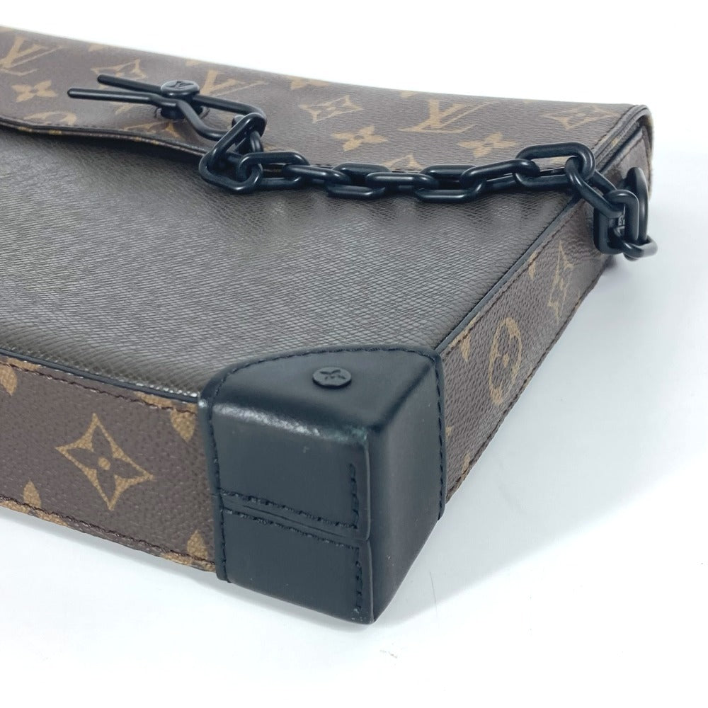 LOUIS VUITTON M30583 タイガ モノグラム ポシェット スティーマー カバン ポーチ チェーン フラップ クラッチバッグ タイガレザー ユニセックス カーキ