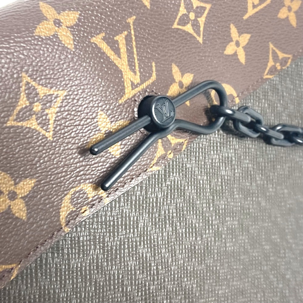 LOUIS VUITTON M30583 タイガ モノグラム ポシェット スティーマー カバン ポーチ チェーン フラップ クラッチバッグ タイガレザー ユニセックス カーキ