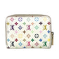 LOUIS VUITTON M93741 Monogram Multicolore Zippy Coin Purse, Wallet with Zip-Around Closure, Monogram Multicolore Canvas, Women's, Rich White