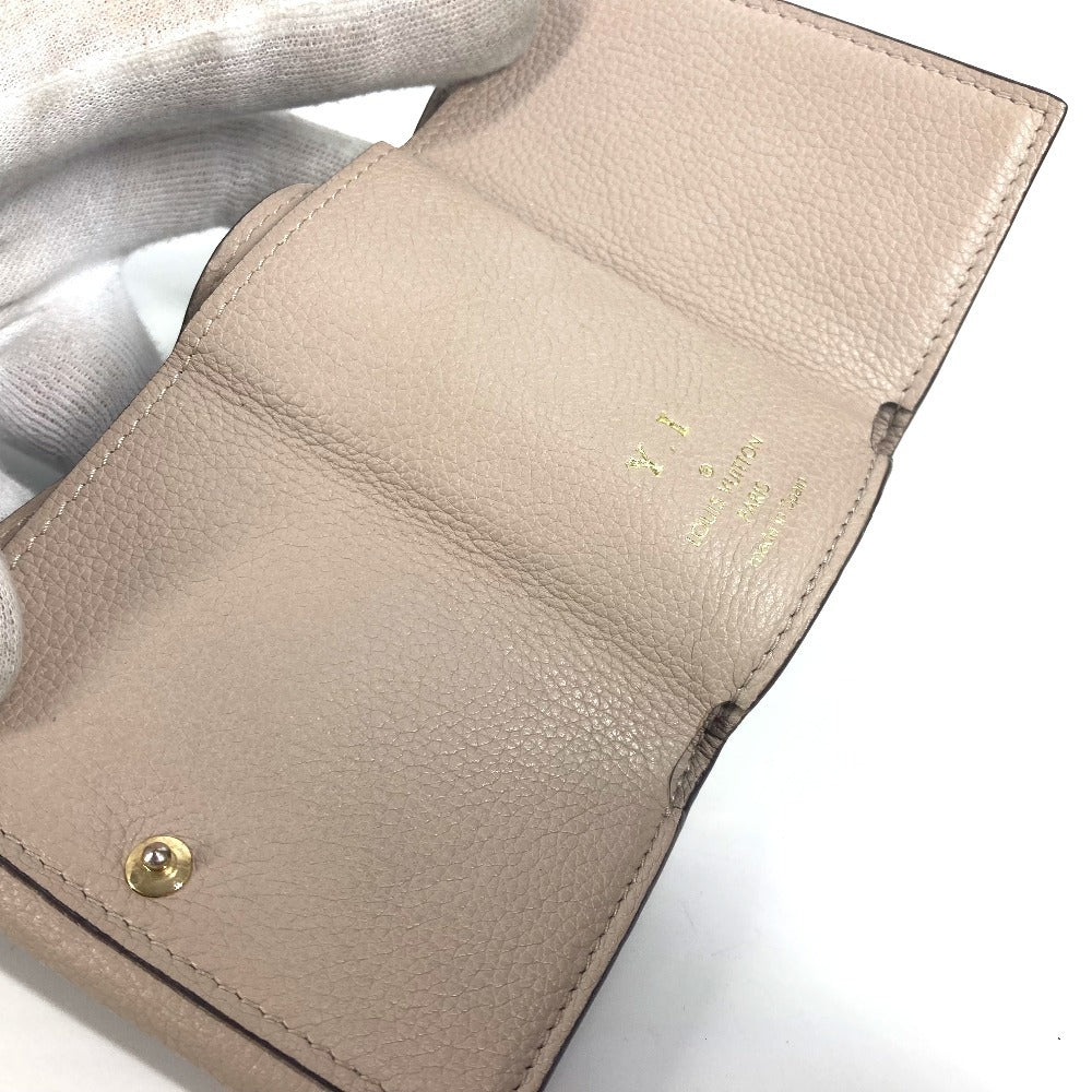 LOUIS VUITTON M69340 LVロゴ ポルトフォイユ・ロックミニ コンパクトウォレット 3つ折り財布 カーフレザー ユニセックス グレージュ ベージュ