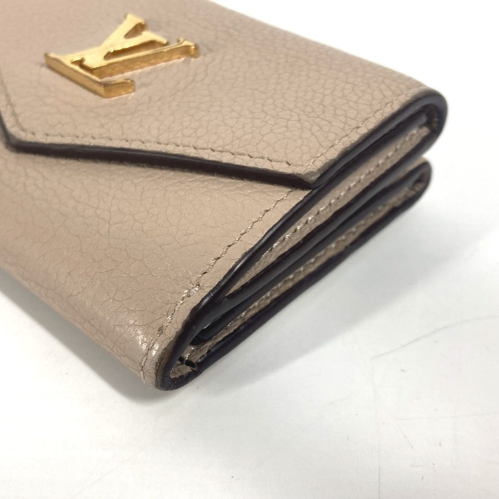 LOUIS VUITTON M69340 LVロゴ ポルトフォイユ・ロックミニ コンパクトウォレット 3つ折り財布 カーフレザー ユニセックス グレージュ ベージュ